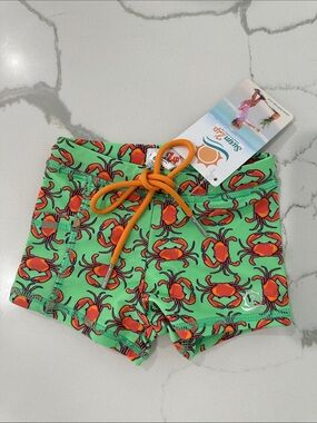 SwimZip Kids Euro Swim Shorties Don't Be A Crab 6-12 mo NWT